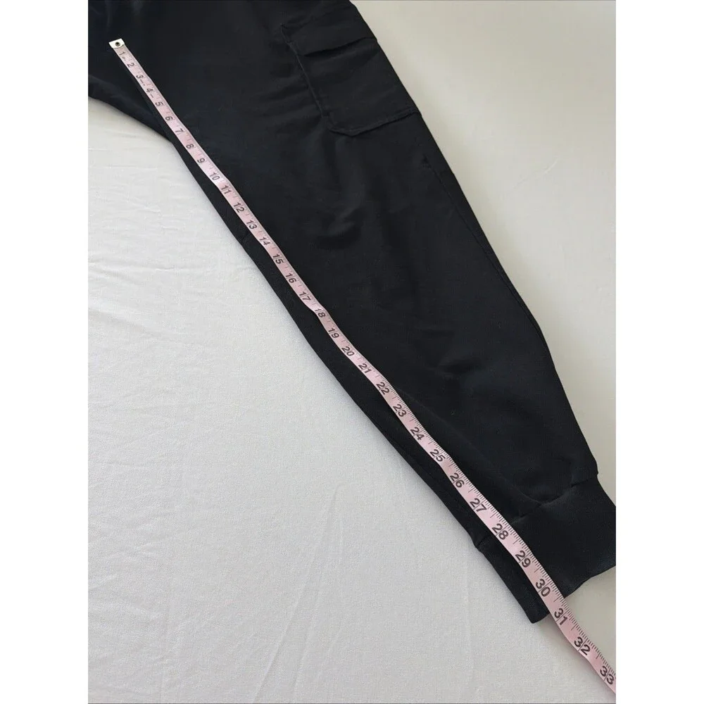 FIGS Tansen Cargo Joggers Scrub Pants Mens XL Black Drawstring Pockets Stretch